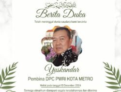 DPC PWRI Kota Metro berduka, Pembina PWRI Kota Metro Yuskandar Tutup Usia.