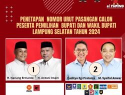 Penetapan Nomor Urut Pasangan Calon Bupati dan Wakil Bupati Lampung Selatan Tahun 2024