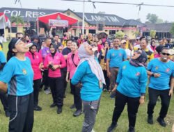 Peringatan Hari Bhayangkara Ke-79, Polres Lampung Timur Gelar Senam Bersama
