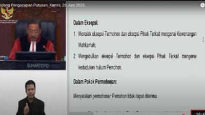 MK Tolak Gugatan Sengketa Hasil PSU Pilkada Pesawaran 2025 yang Diajukan Supriyanto-Suriyansah